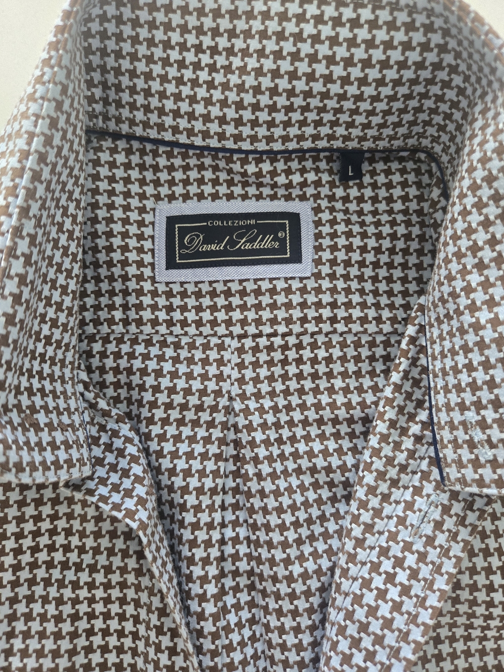 Men's Brown & White Houndstooth Shirt